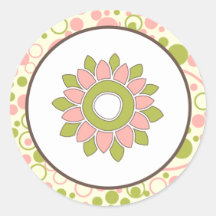 20 - 1.5" Envelope Seal Spring Pink/Green Floral Sticker