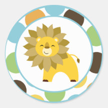 20 - 1.5"  Envelope Seals Jungle King Lion Safari Round Sticker