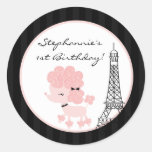20 - 1.5"  Favour Stickers Pink Poodle in Paris stickers