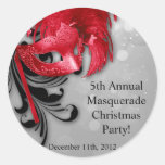 20 - 1.5"  Favour Stickers Red on Silver Masquerad stickers