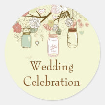 20 - 1.5" Favour Stickers Spring Floral Mason Jars