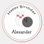 20 Customisable Cupcake Toppers Bowling Party Round Sticker