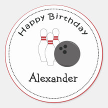 20 Customisable Cupcake Toppers Bowling Party Round Sticker
