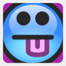 20 stickers Blue Smiley Face tongue sticking out