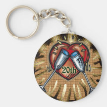 20th wedding anniversary square key chain