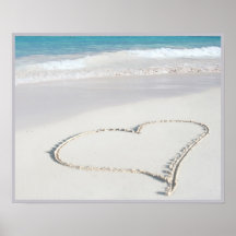 20x16 Heart on the Beach Wall Art Posters