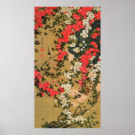 21. 薔薇小禽図, 若冲 Roses & Small Bird, Jakuchū Print