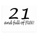 21 And Full Of Fun (Blk) Postcard