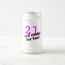 21 And Ready For Fun Pink Mugs