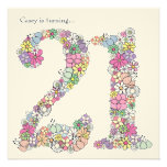 21st 21 Girls Birthday Party Custom Invitation