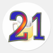 21st birthday beer round stickers