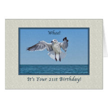 21st Birthday Card with Laughing Gull Bird