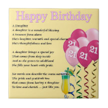 21st Birthday - Daughter Poem Tile