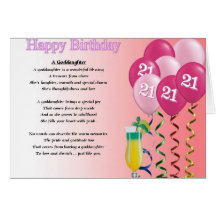 21st Birthday Goddaughter Poem Greeting Card