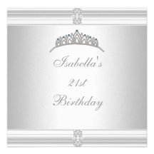 21st Birthday Jewel Tiara Silver White Announcement
