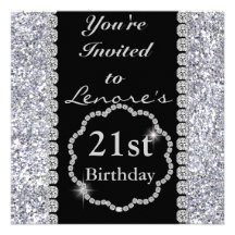 21st Birthday Party Invitation DIAMONDS & SPARKLES