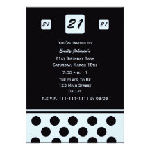 21st Birthday Party Invitation - Modern 21 in Blue