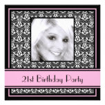 21st Birthday Party Invitations Damask Pink invitations