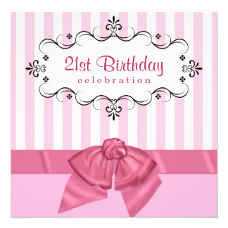 21st Birthday Party Invitations on 21st Birthday Party Invitations   Pink   White