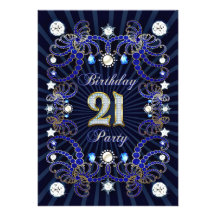 21st birthday party invite with masses of jewels