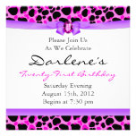 21st Birthday Party Leopard Funky Diva Pink Announcements