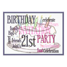 21st Birthday Party Personalised Invitation