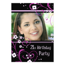 21st Birthday Party Photo Invitation Card