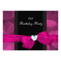 21st Birthday Party Pink Black White Bubbles Invites