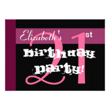 21st Birthday Party Pink Custom Template Personalised Announcements