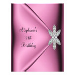 21st Birthday Party Pink Silk Diamond Jewel Custom Invitation