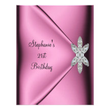 21st Birthday Party Pink Silk Diamond Jewel Custom Invitation