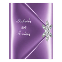 21st Birthday Party Purple Mauve Diamond Jewel Personalized Invites