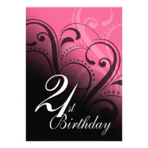21st Birthday Party Swirl Personalised Invitations