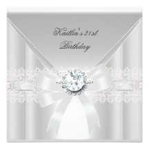 21st Birthday Party White Pearl Jewel Personalized Invitation