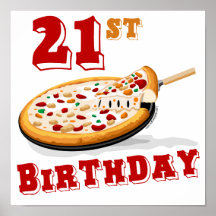 21st Birthday Pizza Party Posters