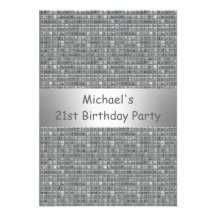 21st Birthday Silver Grey Marle Tile Pattern Invite