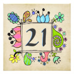 21st Doodles Colourful  Birthday Party Invitation