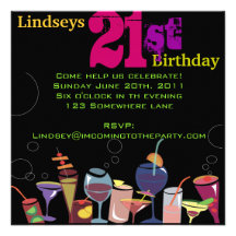 21st Happy Birthday Party Invitation Invite