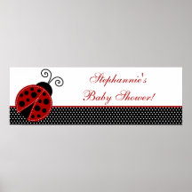 22.5"x7.5" Personalised Banner Red Ladybug Print