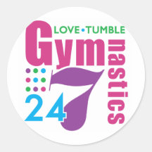 24/7 Gymnastics Round Stickers
