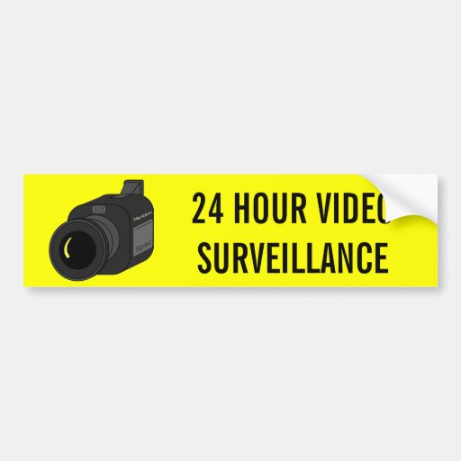 24 HOUR VIDEO SURVEILLANCE CAMERA BUMPER STICKER Zazzle