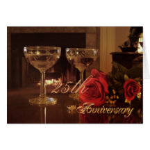 25th Anniversary Party Invitation card wine and ro