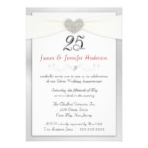 25th Anniversary Party Invitation  Vintage Silver