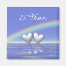 25th Anniversary Silver Hearts Refrigerator Magnets