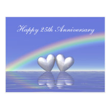 25th Anniversary Silver Hearts Postcards