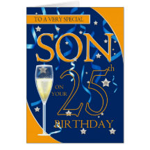25th Birthday Son - Champagne Glass Card