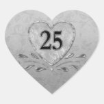 25th Silver  Anniversary Heart Stickers
