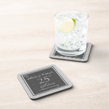 25th Silver Anniversary Personalised Coasters