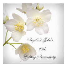25th Wedding Anniversary Elegant Floral White Custom Invitation
