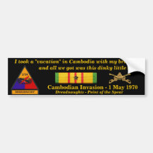 2/34th Armour Cambodian Vacation Bumper Sticker